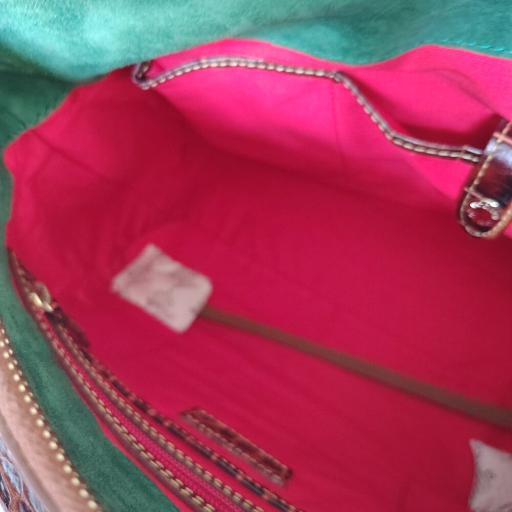 Dooney and Bourke Florentine Collection Satchel - Brown Leather Alligator Print - Picture 9 of 10